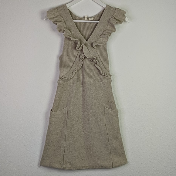 Anthro Moth Converging Roads Ruffle Sweater Dress - Picture 4 of 15